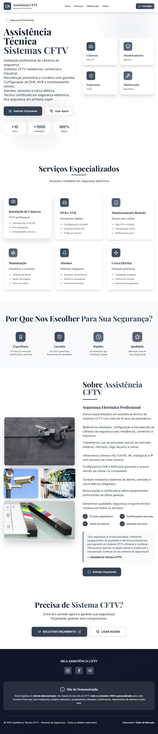 criar site para assistencia tecnica sistemas de cftv