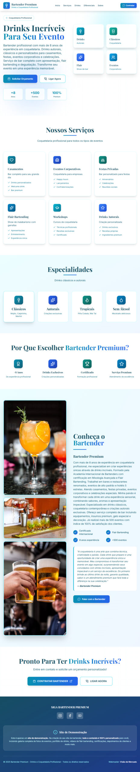 criar site para bartender