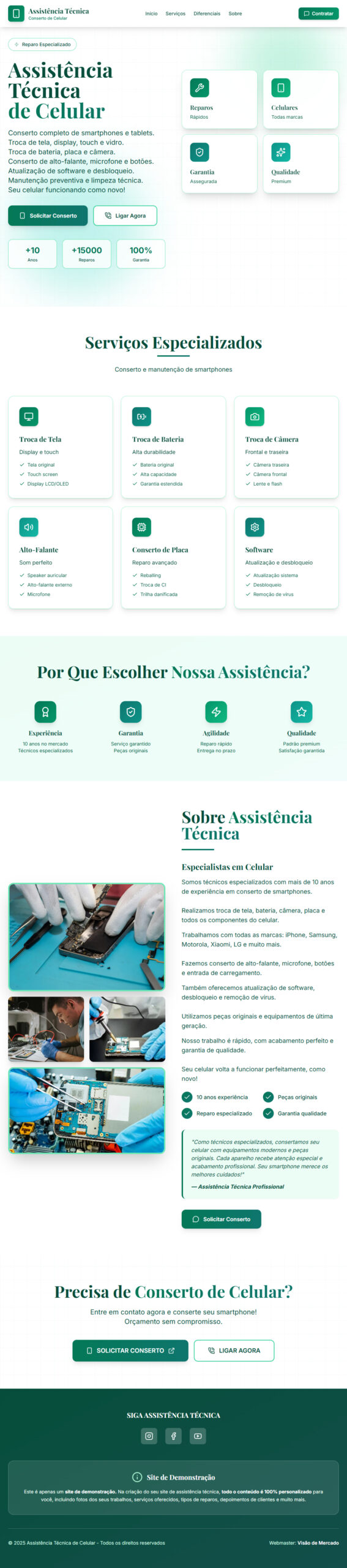 criar site para tecnico de celular